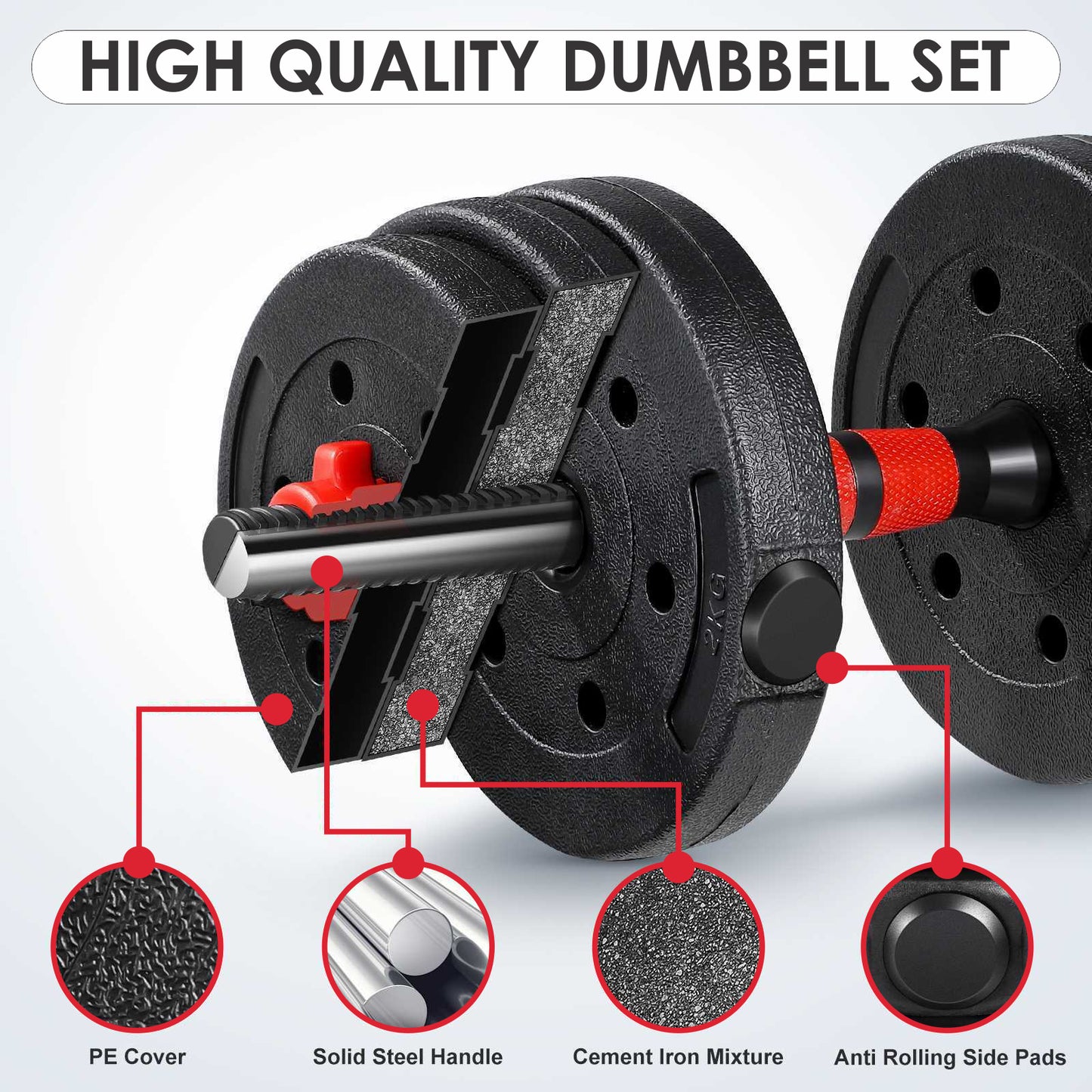 20/30/40Kg Dumbbell Barbell Weight Set Pair of Hand Weights Gym Fitness Workout