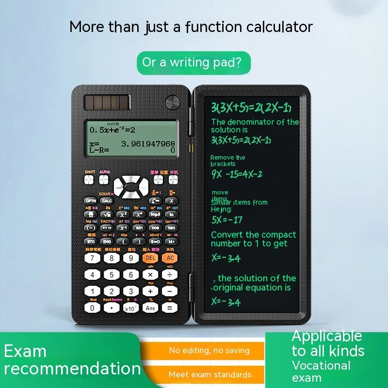 2 in 1 Foldable Scientific Calculators Handwriting Tablet Learning Function Calculator Foldable Desk Scientific Calculators