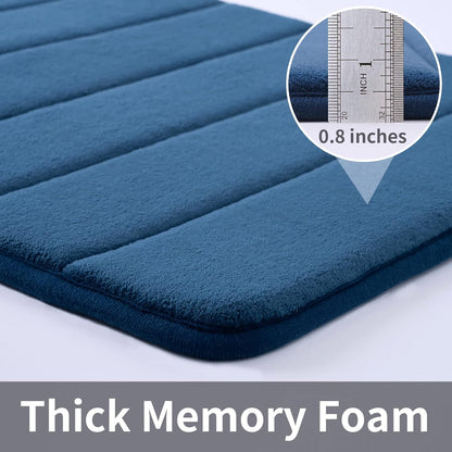 Memory Foam Bath Mat 20” X 32”, Water Absorbent Shower Mat, Thick Bath Rugs for Bathroom Non Slip with PVC Backing, Ultra Soft Bathroom Rugs for Bathroom Floor & Tub, Navy