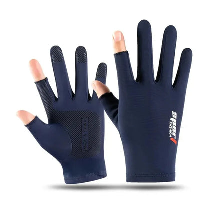 2025 Spring and Summer New Men's Outdoor Sports Sunscreen Gloves of Cycling Equipment Ice Silk Breathable Fingerless Gloves