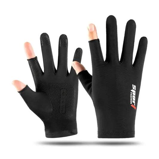 2025 Spring and Summer New Men's Outdoor Sports Sunscreen Gloves of Cycling Equipment Ice Silk Breathable Fingerless Gloves