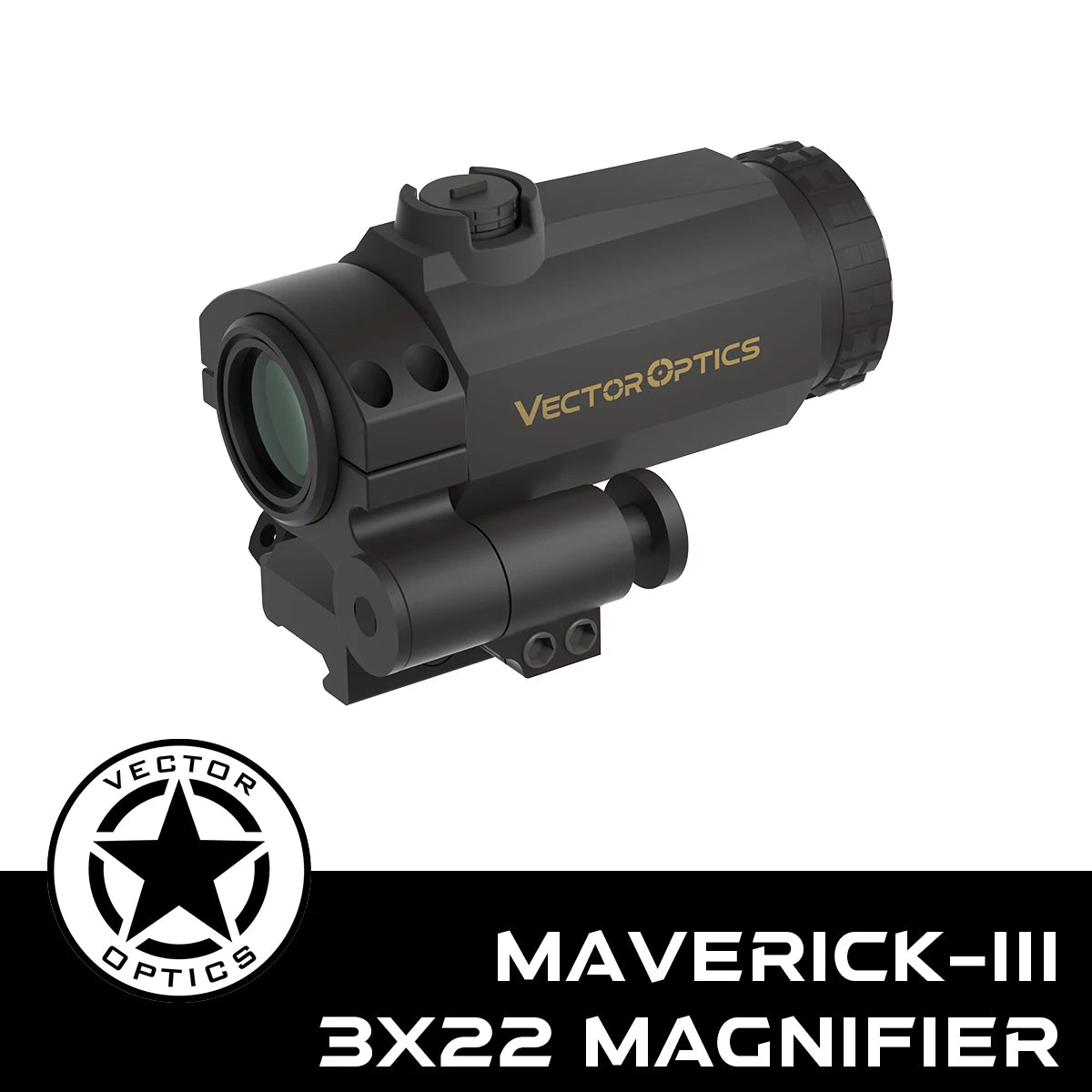 Vector Optics-Maverick-III 3x22 Magnifier with Rubber Armed, Long Eye Relief, Fit Maverick/Scrapper Red Dot Scope Sight, AR 15