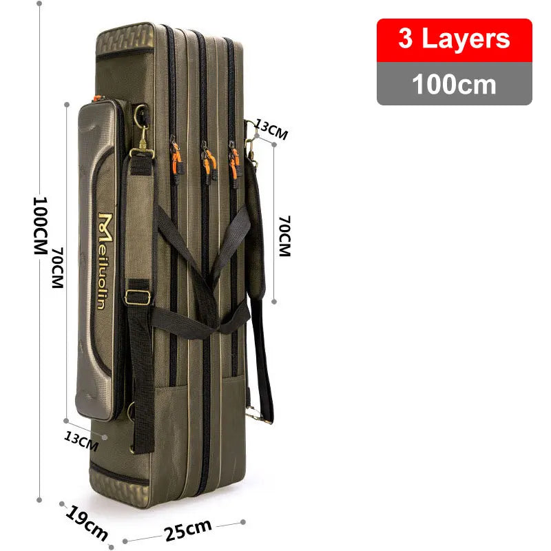 Fishing Rod Storage Bag Oxford Cloth Multifunctional 1/2/3 Layer Large Capacity 80/90/100/120/125CM Fishing Rod Carrier