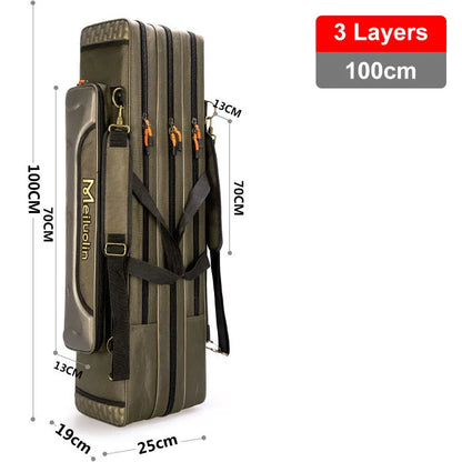 Fishing Rod Storage Bag Oxford Cloth Multifunctional 1/2/3 Layer Large Capacity 80/90/100/120/125CM Fishing Rod Carrier