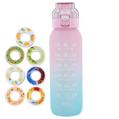 1000ML Fragrant Water Bottle Leak-Proof with 7 Rods Fruit Flavor Water Cup with Handle & Straw Large Capacity for Outdoor Sports