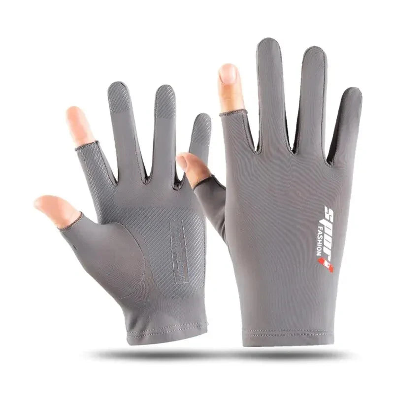 2025 Spring and Summer New Men's Outdoor Sports Sunscreen Gloves of Cycling Equipment Ice Silk Breathable Fingerless Gloves