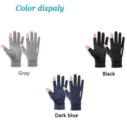 2025 Spring and Summer New Men's Outdoor Sports Sunscreen Gloves of Cycling Equipment Ice Silk Breathable Fingerless Gloves