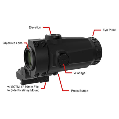 Vector Optics-Maverick-III 3x22 Magnifier with Rubber Armed, Long Eye Relief, Fit Maverick/Scrapper Red Dot Scope Sight, AR 15