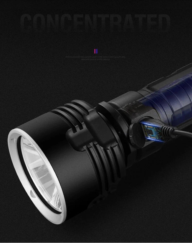 Strong Flashlight Focusing Led Flash Light Rechargeable Super Bright LED Outdoor Xenon Lamp