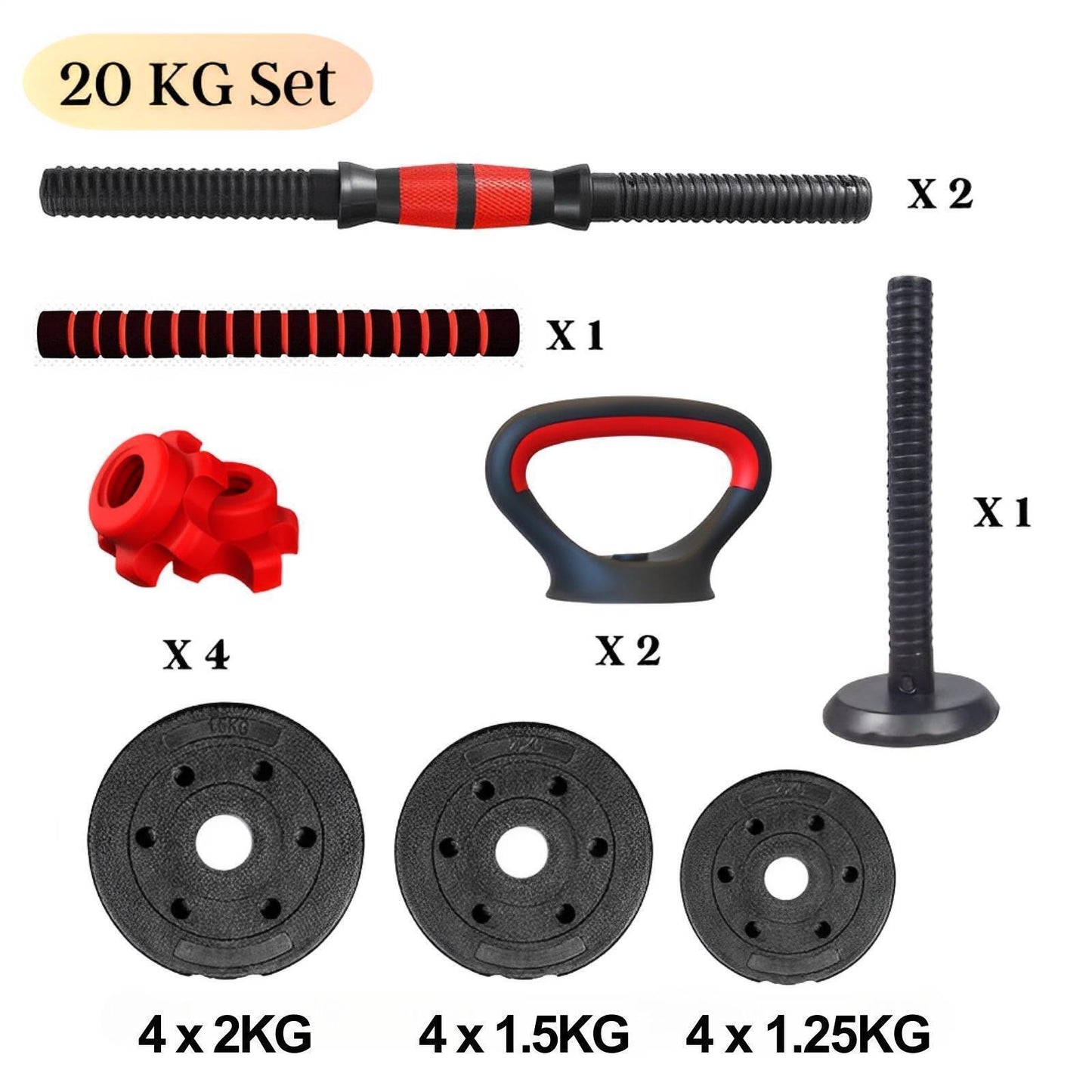 20/30/40Kg Dumbbell Barbell Weight Set Pair of Hand Weights Gym Fitness Workout